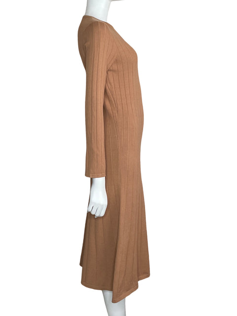 Vestido Ina Midi Manga Larga Marrón-Talla S
