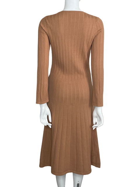 Vestido Ina Midi Manga Larga Marrón-Talla S