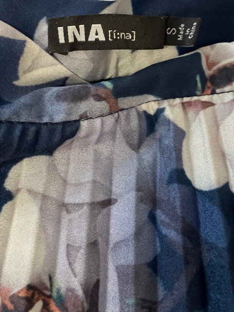 Falda Ina Plizada Estampada Azul- Talla S