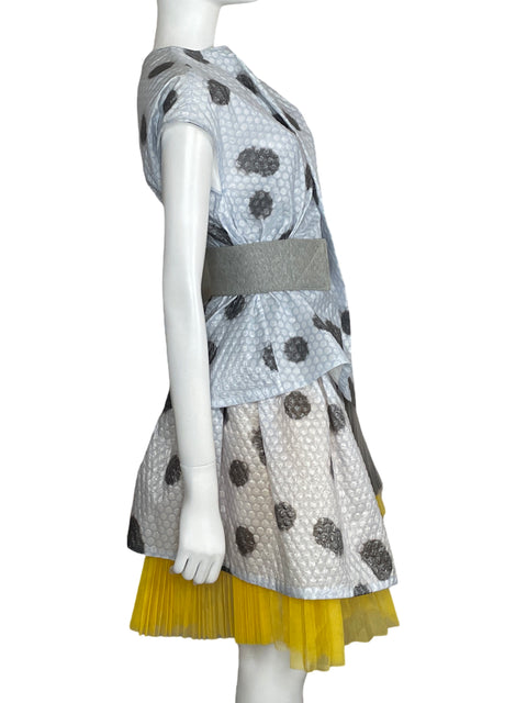 Vestido Marc By Marc Jacobs Polka Plisado Gris-Talla 2