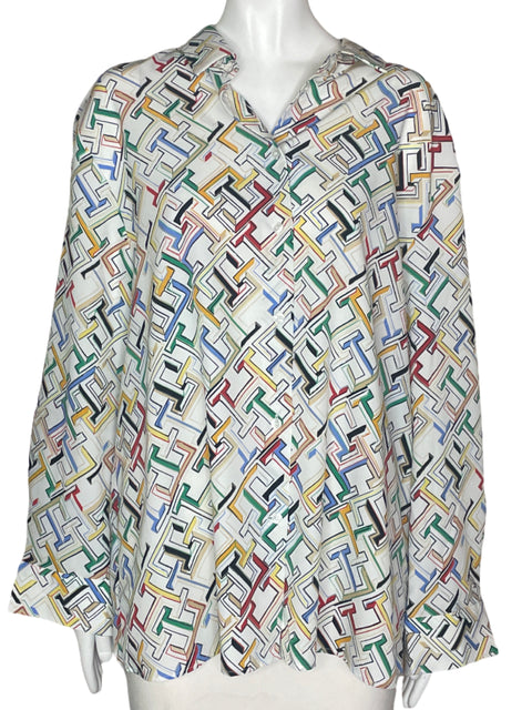 Camisa Tomy Hilfiger Estampado Blanco- Talla 42