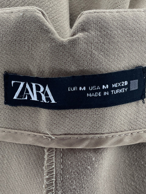 Pantalón Zara Recto Pinzas Beige-Talla M