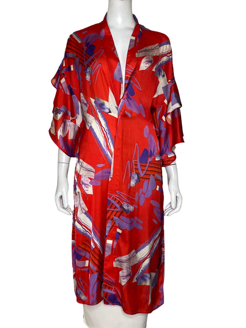 Kimono Carolina Estefan Satinado Rojo-Talla U