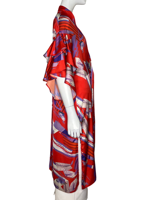 Kimono Carolina Estefan Satinado Rojo-Talla U