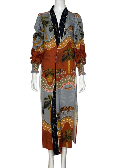 Kimono Mia De Dios Estampado Marrón-Talla M
