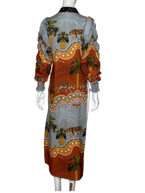 Kimono Mia De Dios Estampado Marrón-Talla M