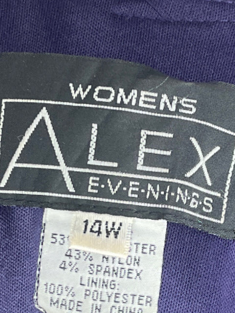 Vestido Alex Evenings Cuello V Fruncido Morado-Talla 14