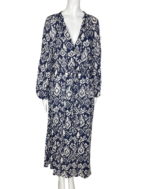 Vestido CorteFiel Estampado Manga Larga Azul- Talla S