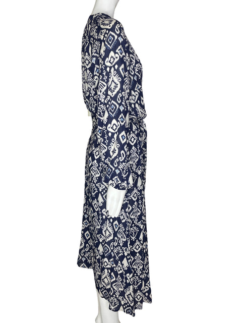 Vestido CorteFiel Estampado Manga Larga Azul- Talla S