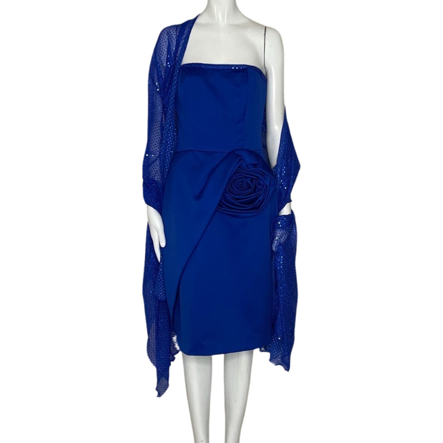 Vestido Victor Costa Mini Flor Relieve Strapless
Azul-Talla M