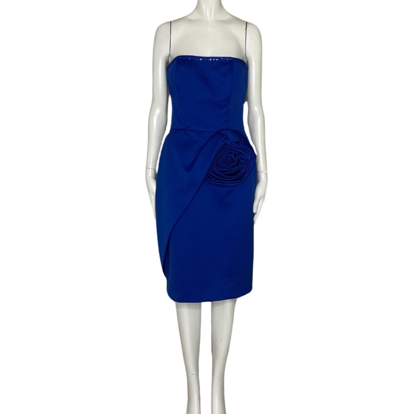 Vestido Victor Costa Mini Flor Relieve Strapless
Azul-Talla M
