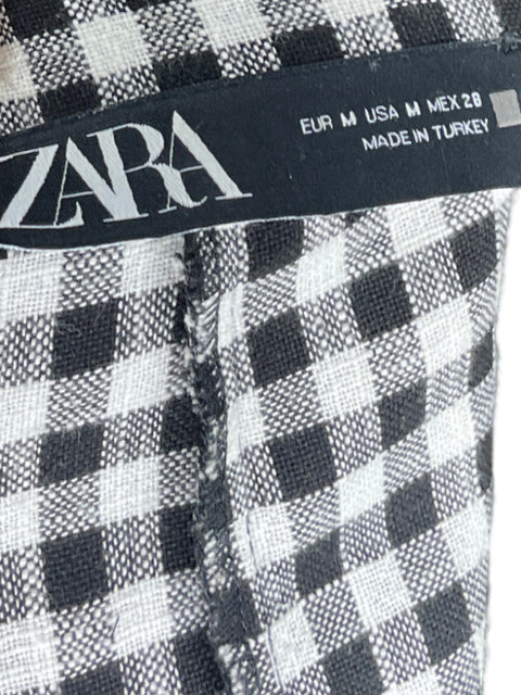 Camisa Zara Cuadros Oversized Negro-Talla M