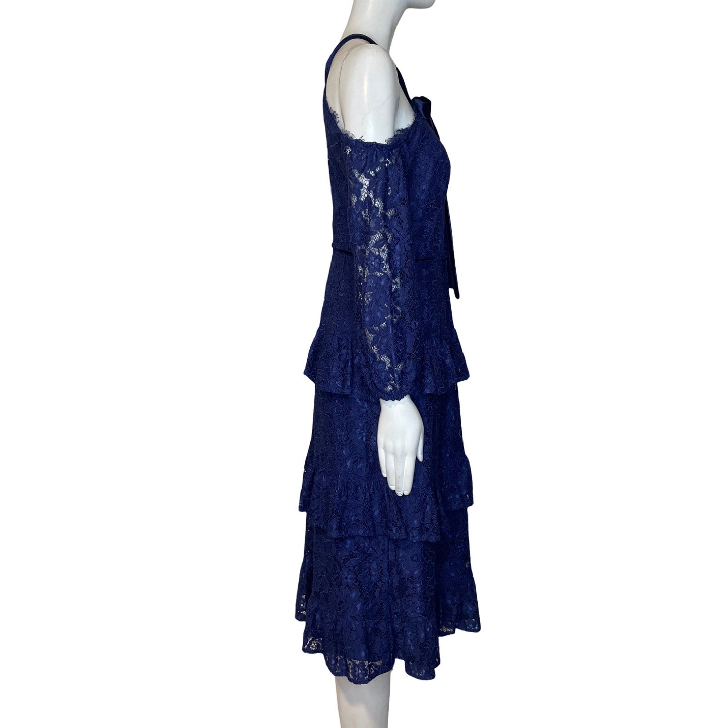 Vestido Aidan Mattox Encaje Azul-Talla 6