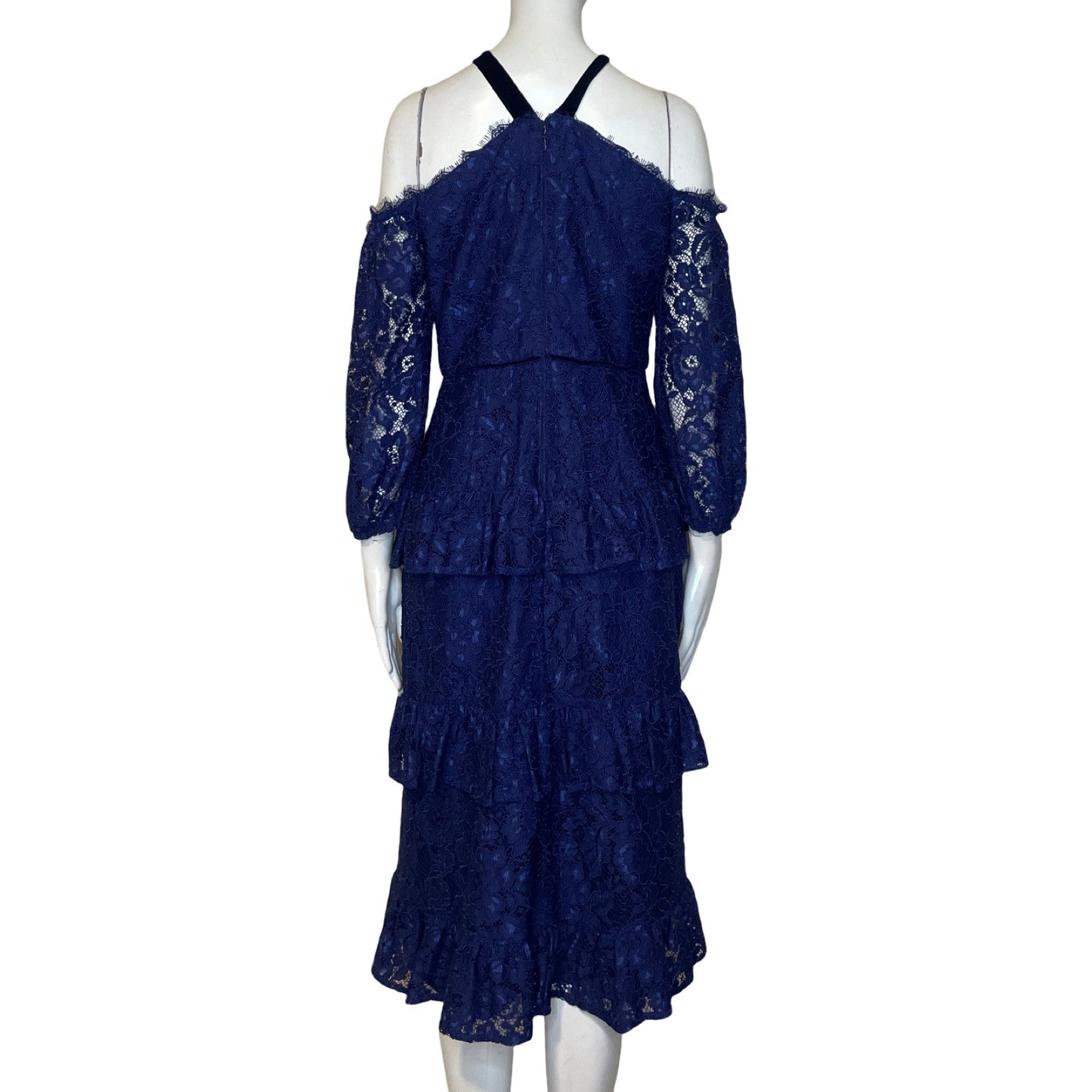 Vestido Aidan Mattox Encaje Azul-Talla 6