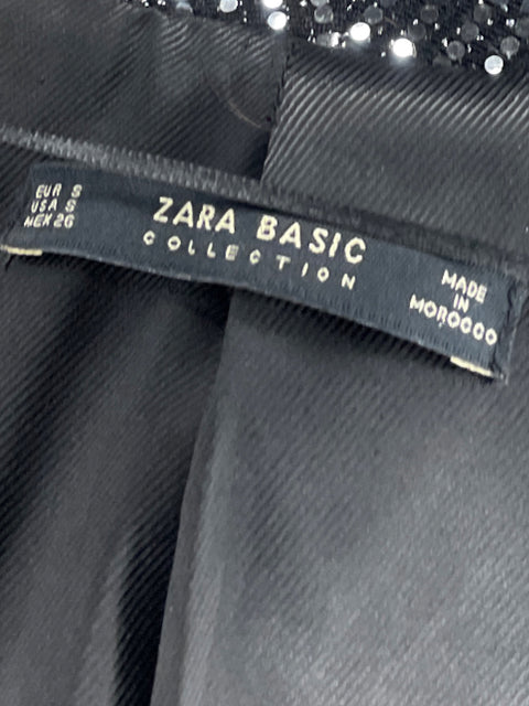 Blazer Zara Lentejuelas Largo Plateado-Talla S
