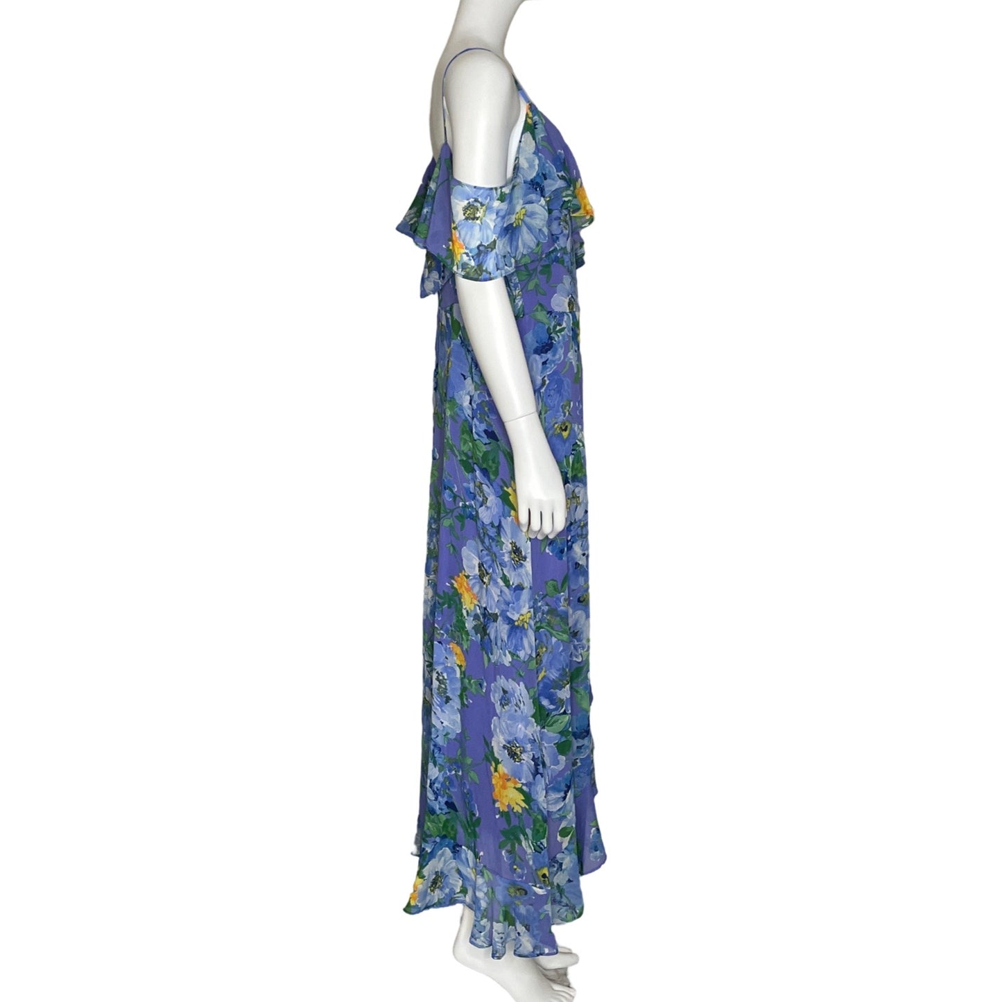 Vestido London Times Vuelos Floral Azul-Talla 12