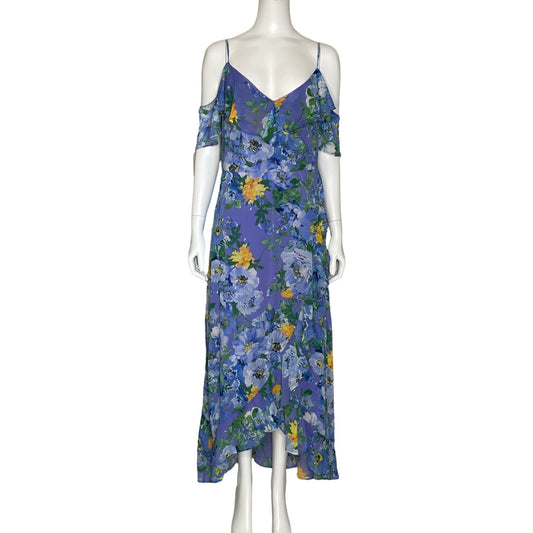 Vestido London Times Vuelos Floral Azul-Talla 12