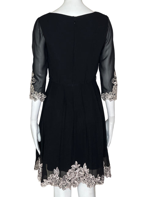 Vestido Ted Baker Encaje Mangas Negro- Talla 0