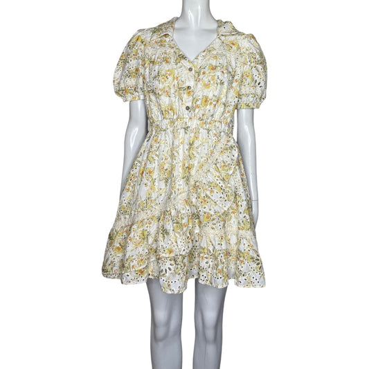 Vestido Just Me Encaje Flores Blanco-Talla S