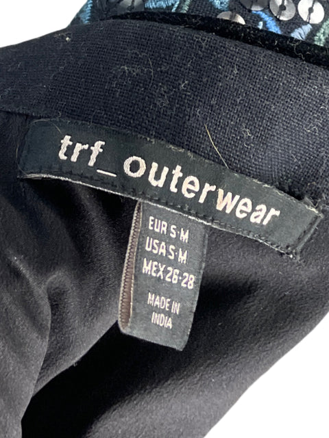 Chaqueta Zara TRF Lentejuelas Bordado Negro-Talla M