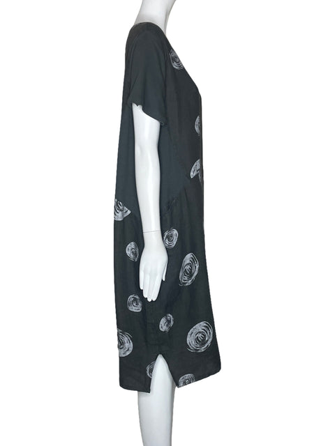 Vestido Made In Italy Estampado Cicular Gris-Talla L