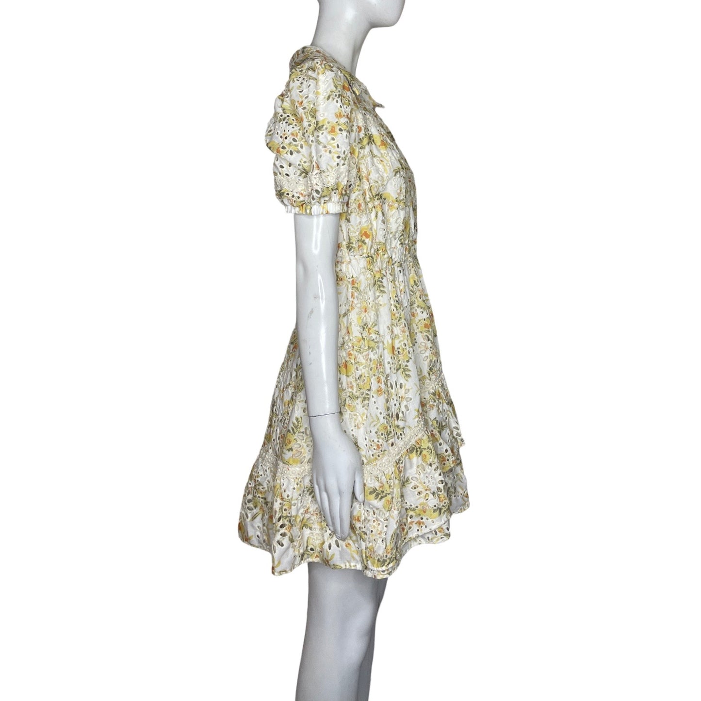 Vestido Just Me Encaje Flores Blanco-Talla S