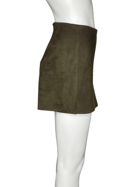 Falda Short Zara Zipper Verde-Talla XS