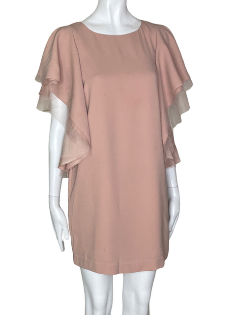 Vestido BCBG Abullonado Mangas Beige- Talla 0