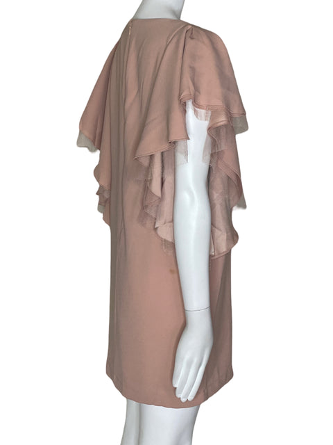 Vestido BCBG Abullonado Mangas Beige- Talla 0