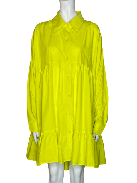 Vestido CQ By CQ Camisero Acampanado Amarillo-Talla XL