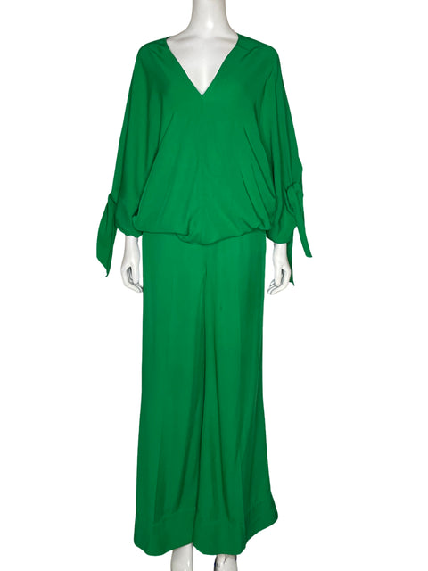 Set Zara Fluido Cuello V Verde-Talla M