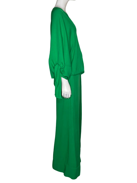 Set Zara Fluido Cuello V Verde-Talla M