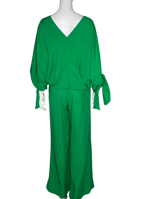 Set Zara Fluido Cuello V Verde-Talla M
