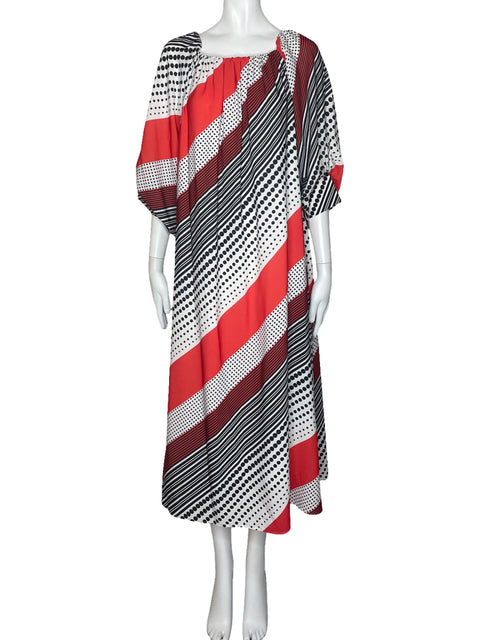 Vestido Ferrache Estampado Lunares Blanco-Talla L