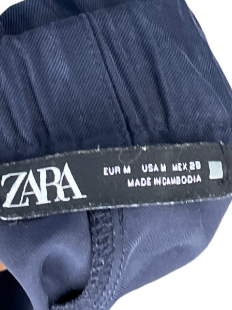 Pantalón Zara PaperBag Botones Azul-Talla M