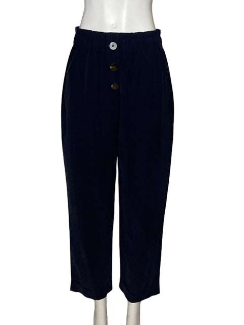 Pantalón Zara PaperBag Botones Azul-Talla M
