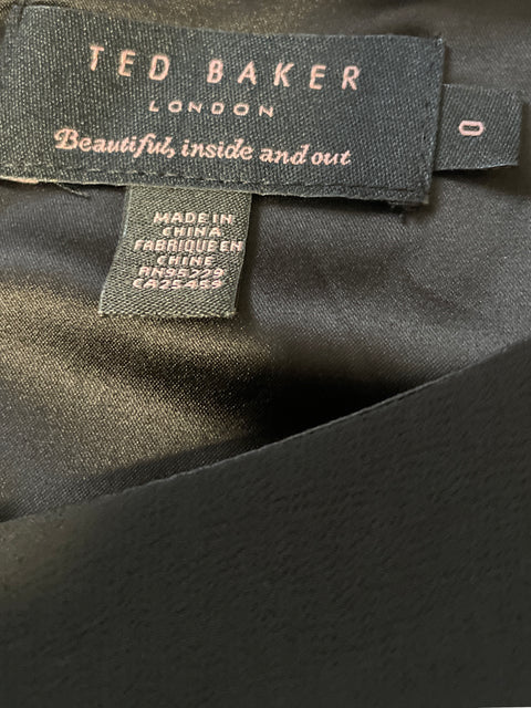 Vestido Ted Baker Encaje Mangas Negro- Talla 0