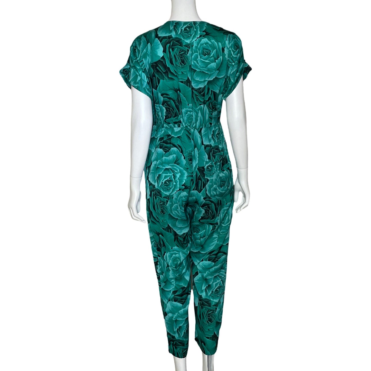 Mono Zara Estampado Rosas Verde-Talla XS