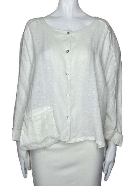 Camisa Belle France Bolsillo Blanco-Talla M