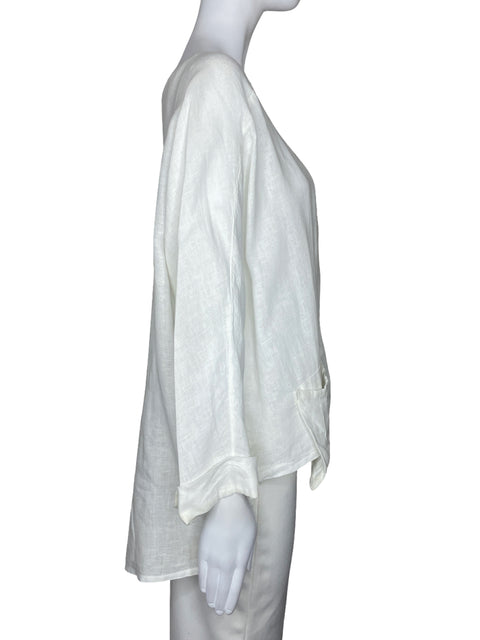 Camisa Belle France Bolsillo Blanco-Talla M