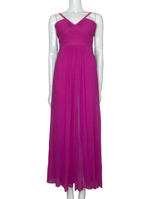 Vestido BCBG Plisado Abertura Rosado-Talla 0