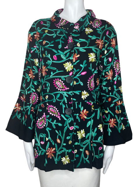 Blusa Made In Heaven Bordado Floral Negro-Talla L