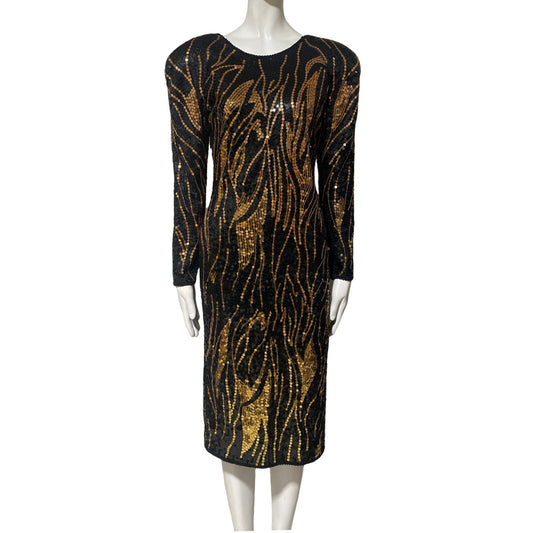 Vestido Oleg Cassini Lentejuelas Negro-Talla M