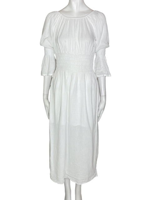 Vestido Tesoro TPS Abullonado Tejido Blanco- Talla S