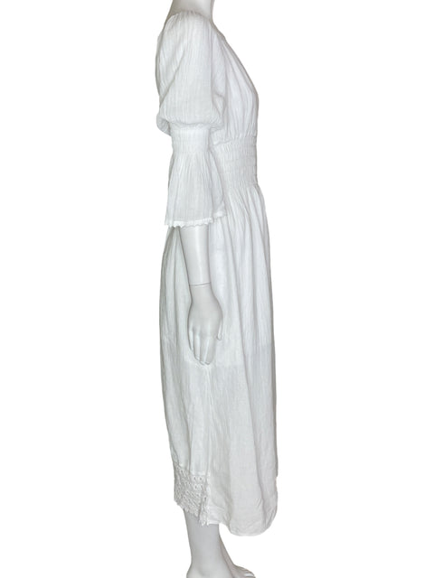 Vestido Tesoro TPS Abullonado Tejido Blanco- Talla S