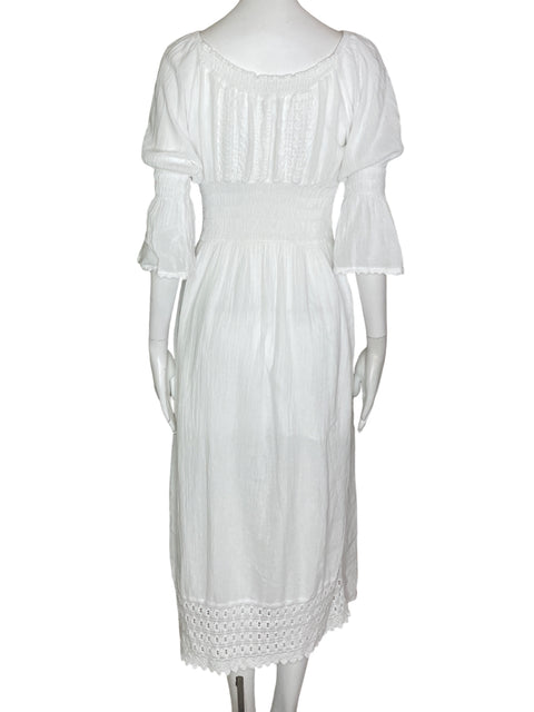 Vestido Tesoro TPS Abullonado Tejido Blanco- Talla S