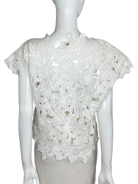 Blusa Malai Encaje Floral Blanco-Talla U