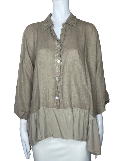 Blusa New Collection Bordado Botones Marron-Talla L