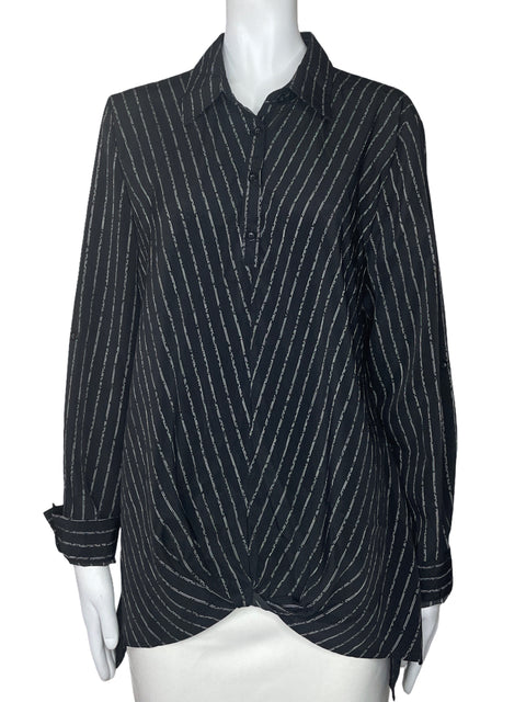 Blusa Miss Finch Rayas Mangas Negro-Talla XL