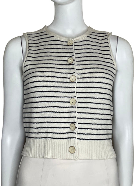 Knit Top The Workshop Rayas Blanco-Talla S